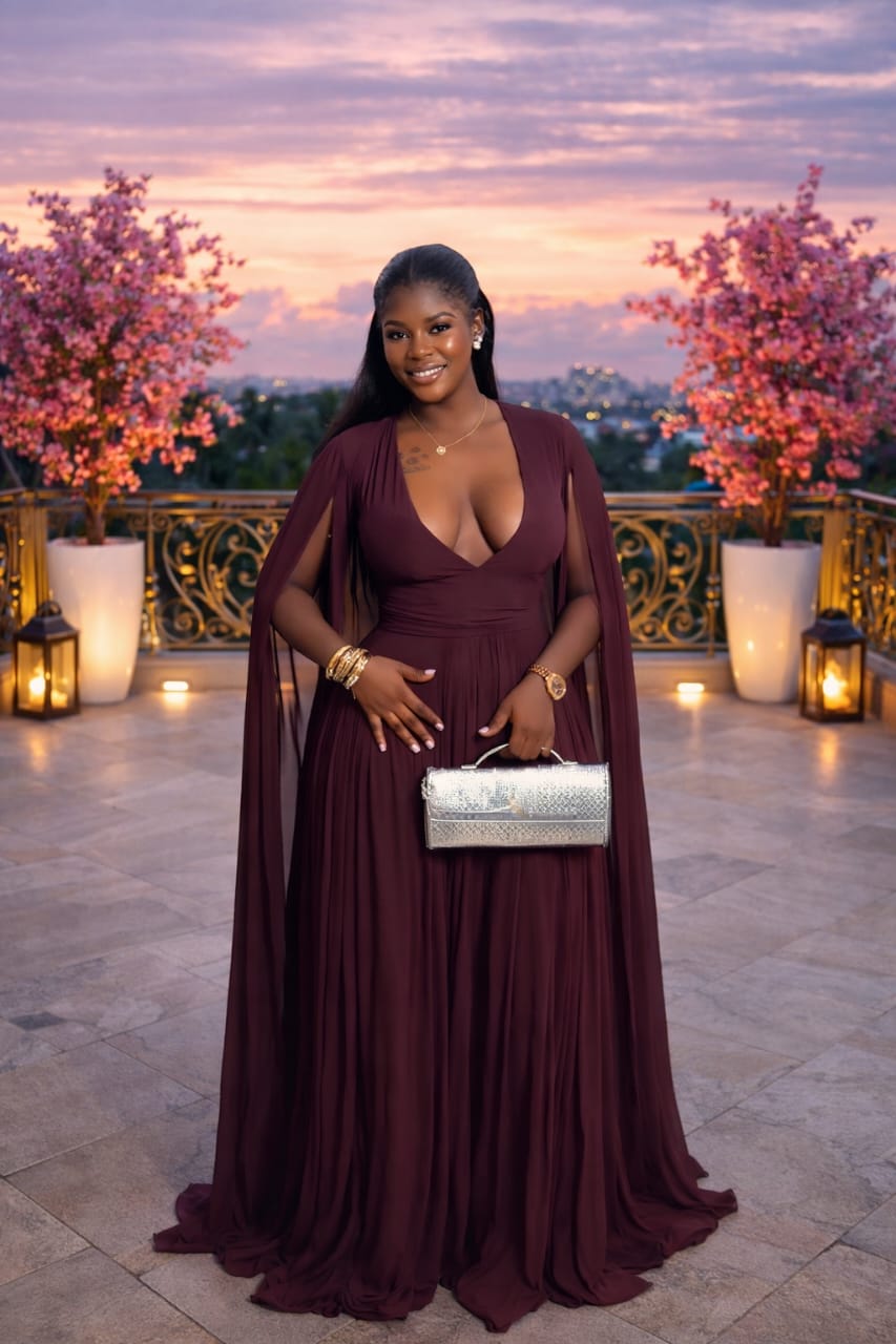 The Alf Boutique - Elegant Long Brown Dress