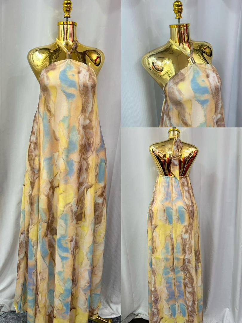 The Alf Boutique - Multi-Colour Flowing Long Backless Dress