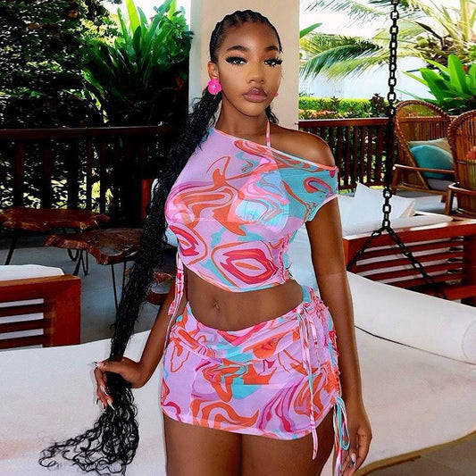 The Alf Boutique - Swim Set with Top & Skirt Cover Up