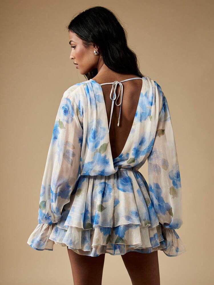 The Alf Boutique - Floral Open Cut Mini Dress