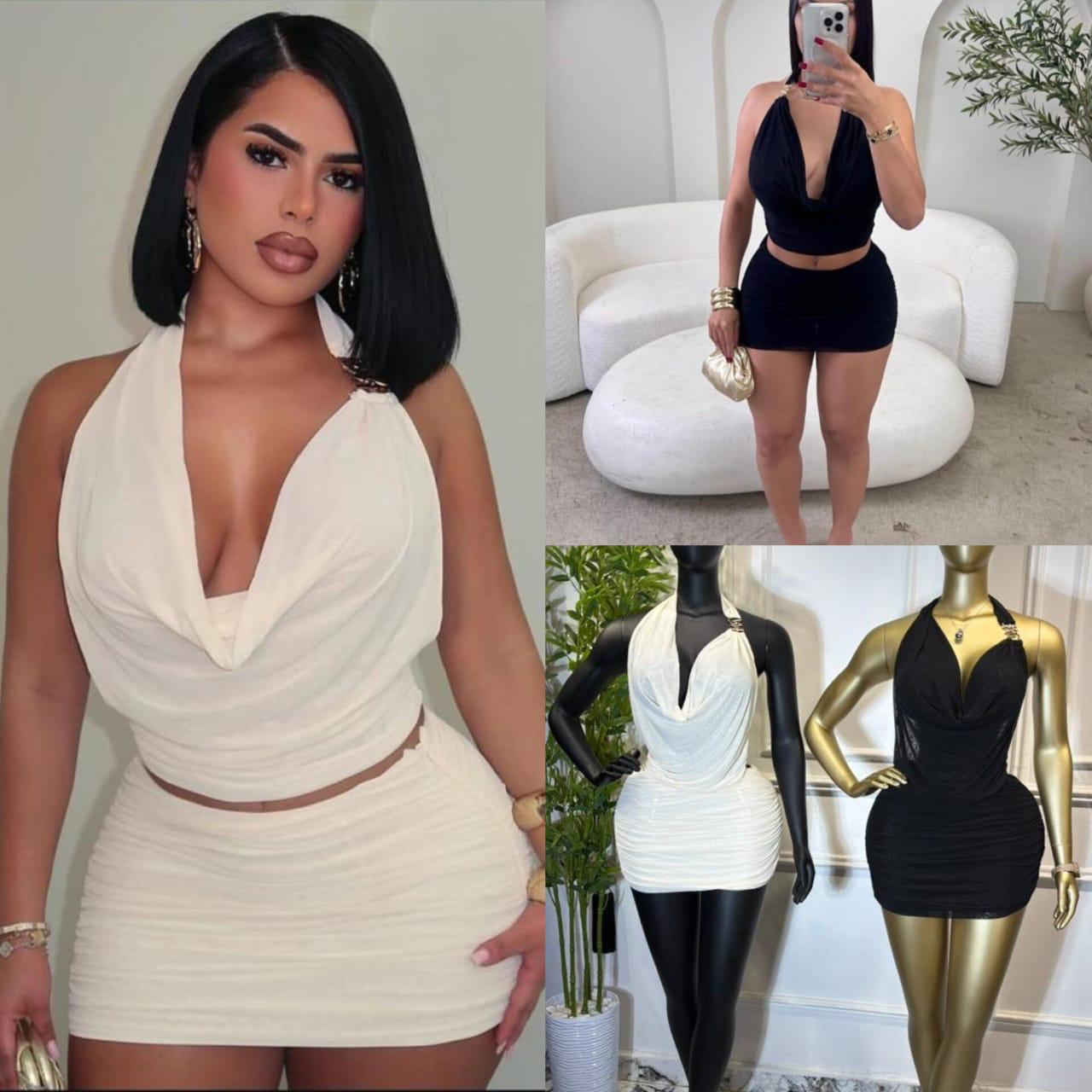 The Alf Boutique - Low Cut Top and Mini Skirt Set