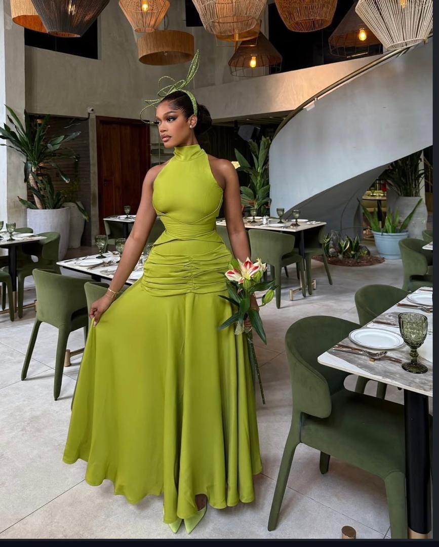 The Alf Boutique - Long High Neck Dress with Bow
