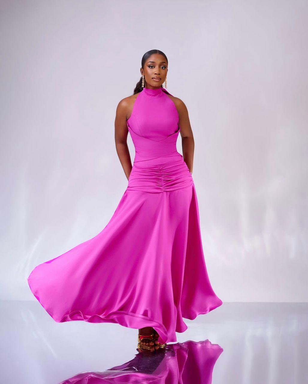 The Alf Boutique - Long High Neck Dress with Bow