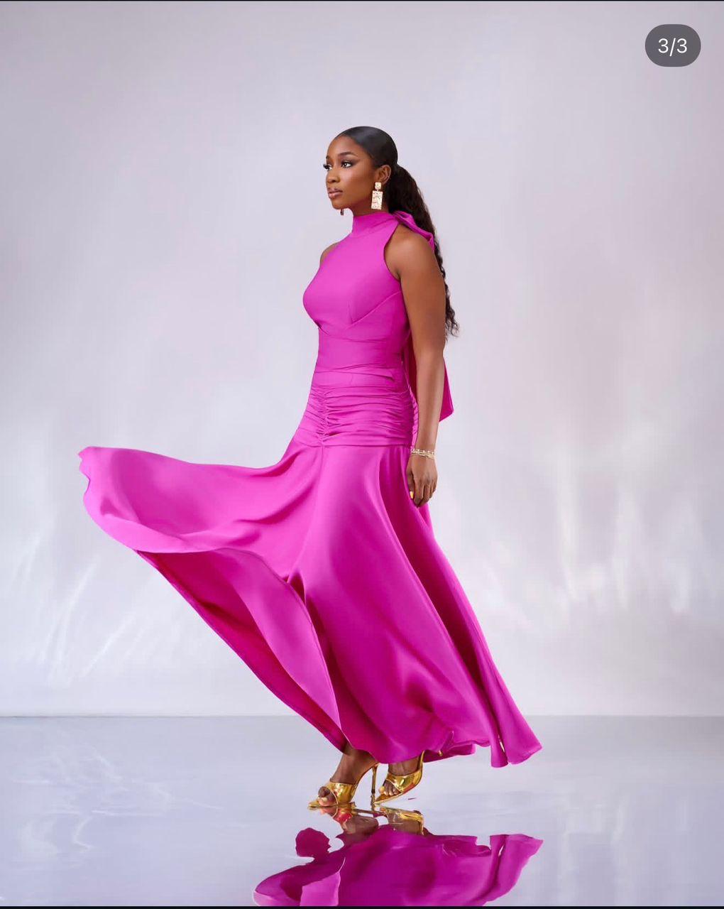 The Alf Boutique - Long High Neck Dress with Bow
